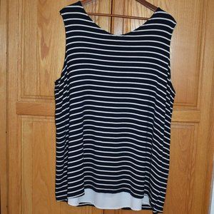 Sleeveless Striped CJ BANKS Top Tank Shirt with Tie in Back! Super Cute! Size 2X